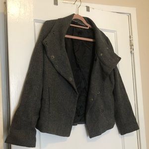 Short Gray Tweed Peacoat